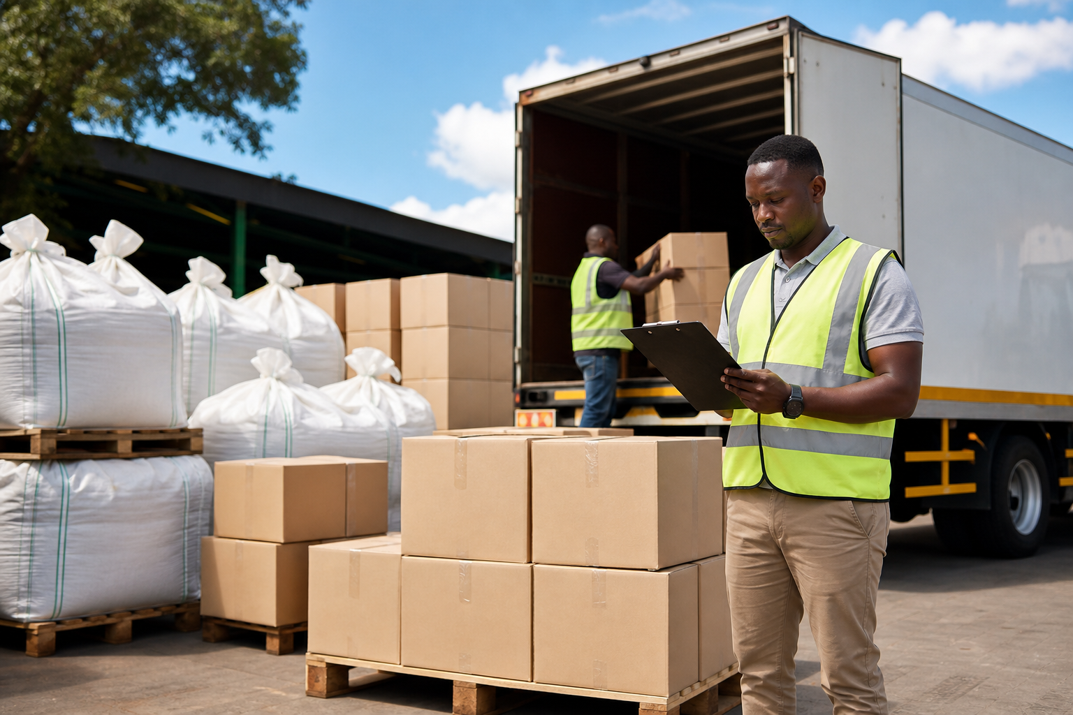 Logistics coordinator managing export goods and transport