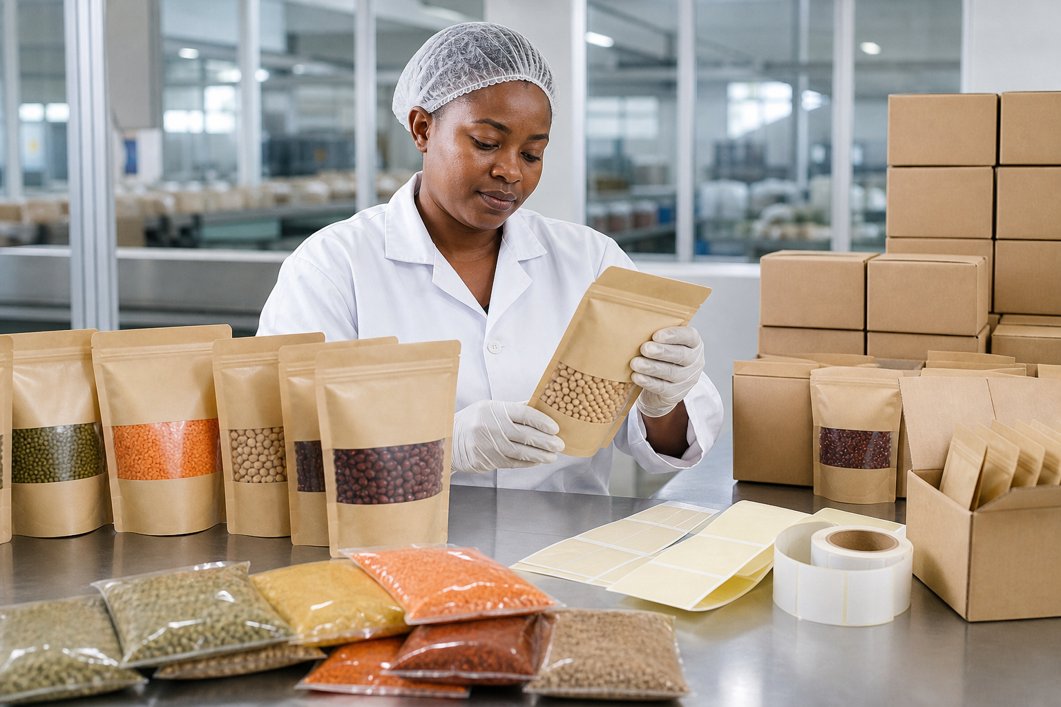 Quality specialist reviewing packed agricultural products