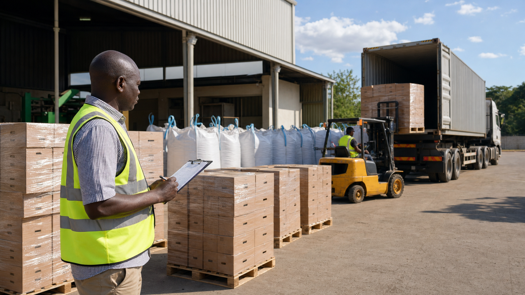 Export goods being coordinated for container loading