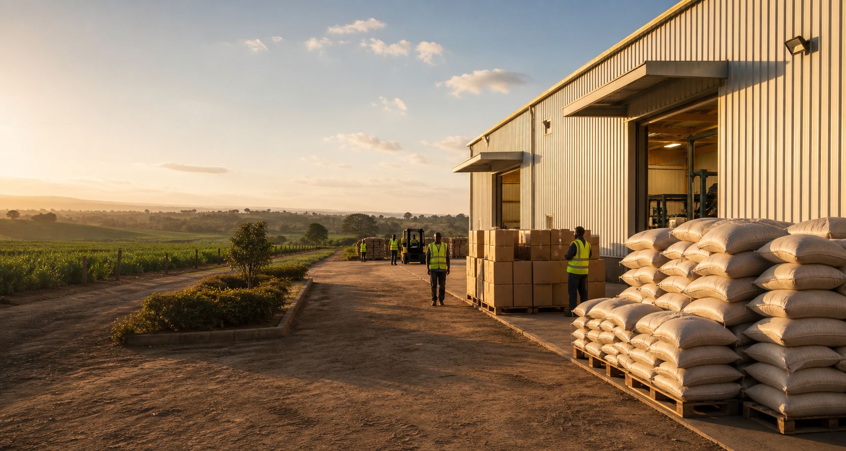 Agricultural processing facility and export-ready goods in Kenya
